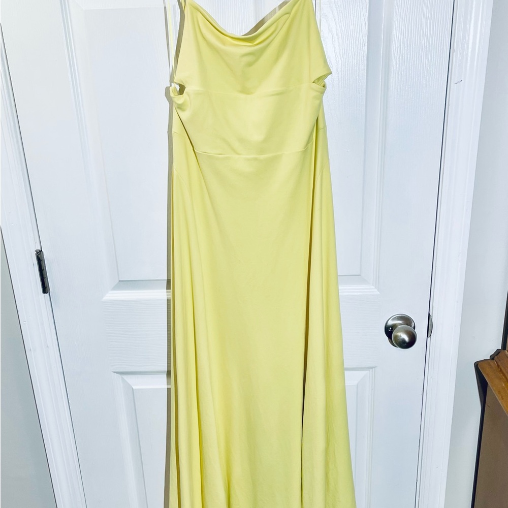 Susana Monaco Maxi Dress Nylon Stretch Fit & Flare Yellow Sz L - Picture 10 of 13